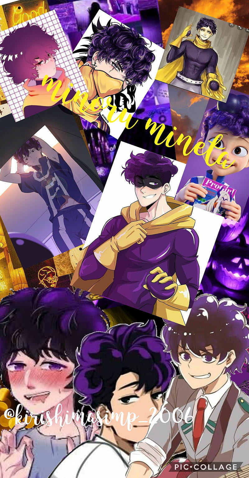 Minoru mineta, grapejuice, mha, yellow, pervy, purple, bnha, class 1a, anime, HD phone wallpaper