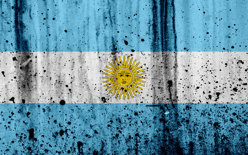 Argentinian flag grunge, South America, flag of Argentina, national symbols, Argentina, coat of arms of Argentina, Argentinian national emblem, HD wallpaper