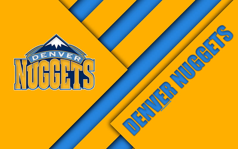 Denver Nuggets logo, material design, American basketball club, yellow blue abstraction, NBA, Denver, Colorado, USA, basketball, HD wallpaper