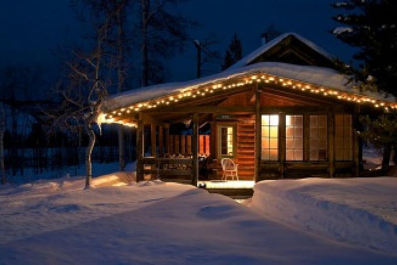 Winter house, wonderful, silent, greeting, xmas, fog, splendor blue in ...