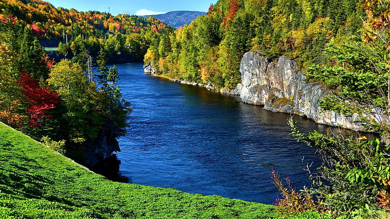 Humber River, Newfoundland and Labrador, landscape, hills, forest, canada, autumn, HD wallpaper
