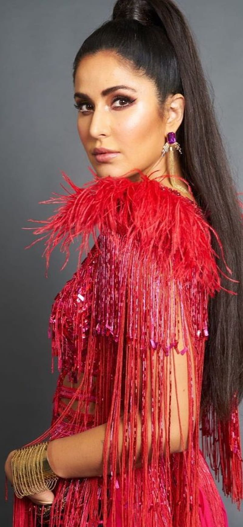 Katrina Kaif, bonito, bollywood, red, HD phone wallpaper