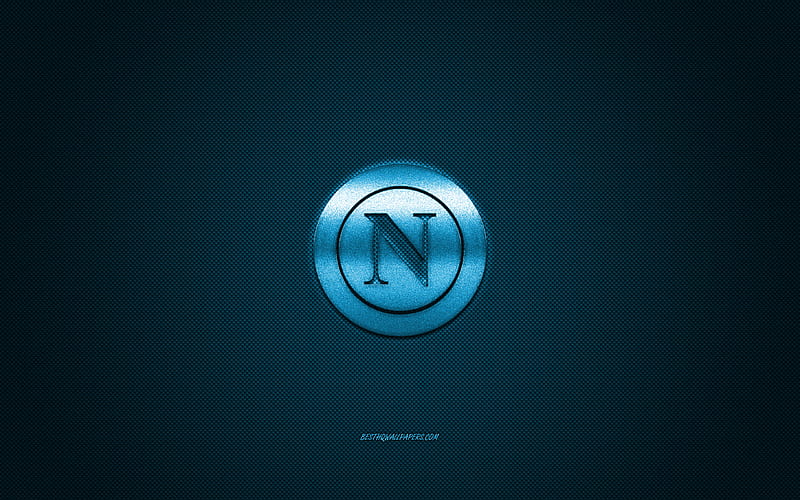 SSC Napoli, Italian football club, Serie A, blue logo, blue carbon fiber background, football, Naples, Italy, Napoli logo, HD wallpaper