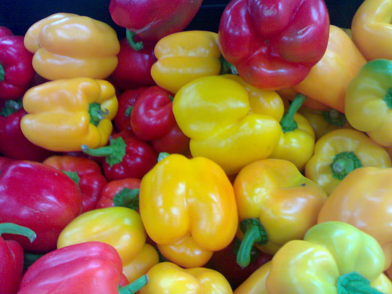 Colorful Capsicums., yellow, red, vegetable, green, HD wallpaper