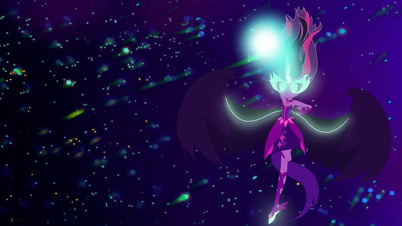 Midnight Sparkle 4, Purple, Pretty, dress, Energy, bonito, mlp, My Little Pony, TV Series, Midnight Sparkle, Cartoons, Equestria Girls, Wings, Magical Girl, My Little Pony Friendship is Magic, tail, Twilight Sparkle, Kawaii, Cute, horn, Power, Friendship Games, HD wallpaper