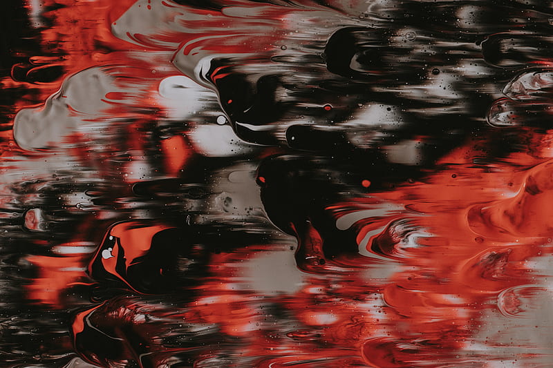 paint, liquid, stains, abstraction, red, black, HD wallpaper