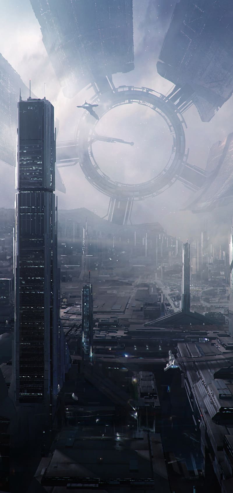 Mass Effect, City, Building, Spaceship, Video Game, Mass Effect 2, Citadel (Mass Effect), HD phone wallpaper