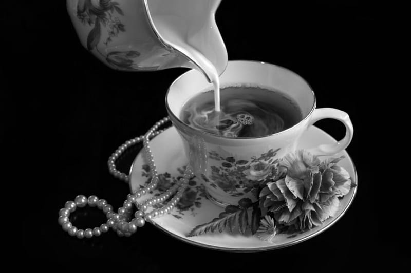 Remember When, cup, pearls, teatime, abstract, HD wallpaper