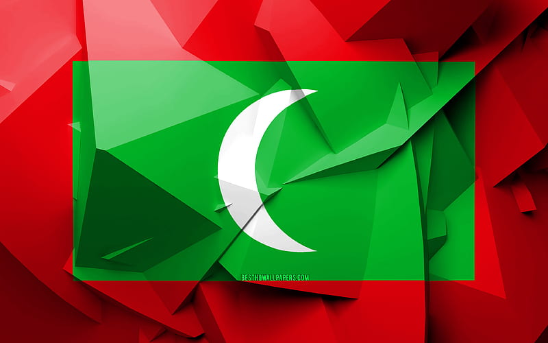 Flag of Maldives, geometric art, Asian countries, Maldives flag, creative, Maldives, Asia, Maldives 3D flag, national symbols, HD wallpaper