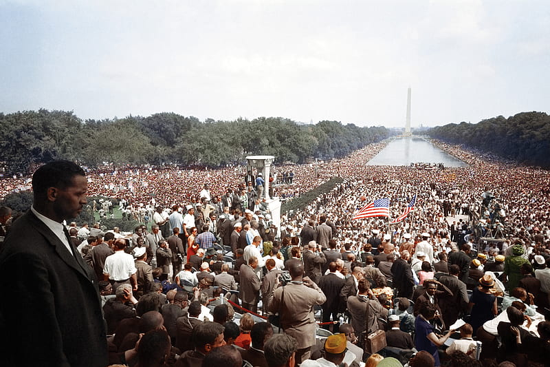 During the March on Washington a crowd stretches from the Lincoln Memorial to the Washington Monument, HD wallpaper