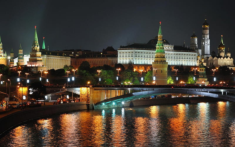 moscow night russia-City Travel, HD wallpaper