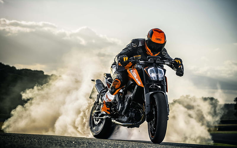 KTM 790 Duke, smoke, 2018 bikes, drift, superbikes, KTM, HD wallpaper