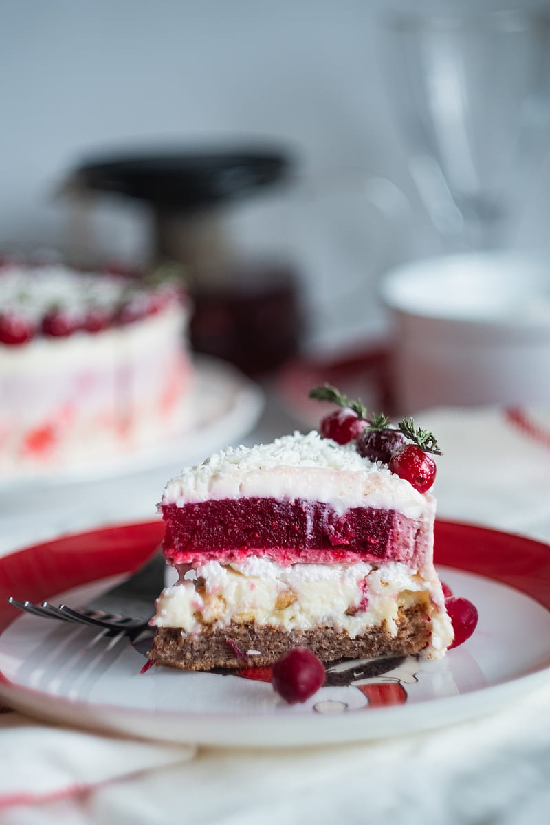 sliced of strawberry cake on plate, HD phone wallpaper
