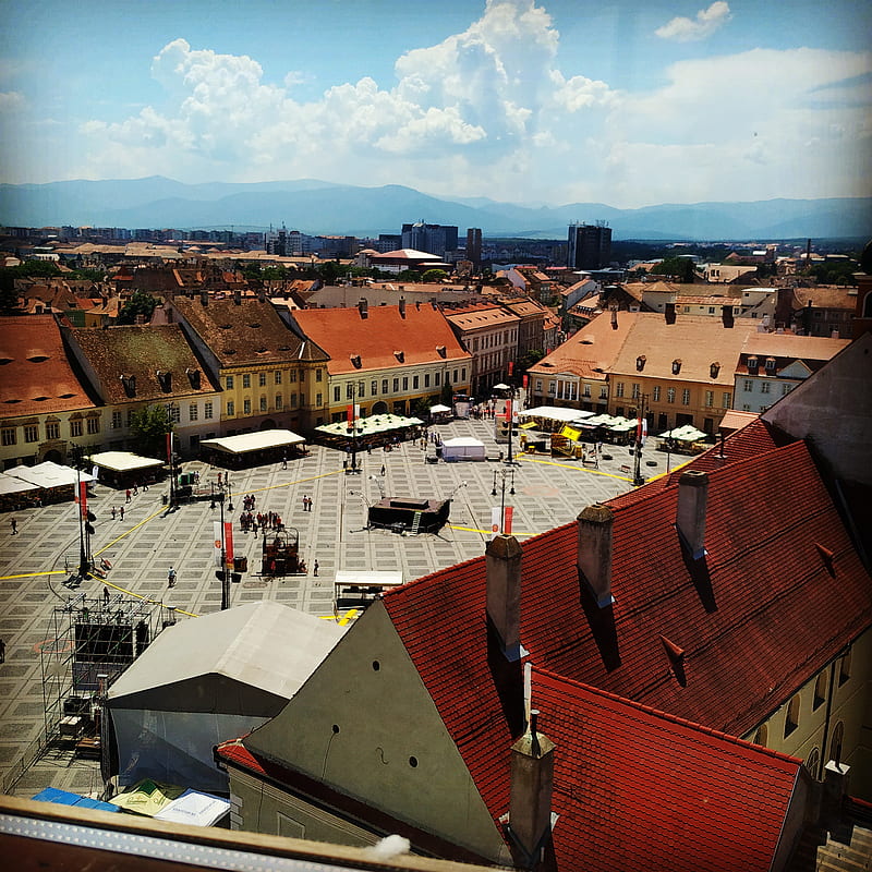 Sibiu from above, city, high, romania, HD phone wallpaper