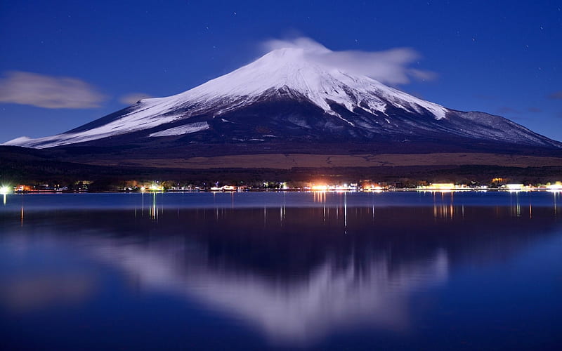 Mount Fuji Reflection, mountain, nature, japan, fuji, HD wallpaper