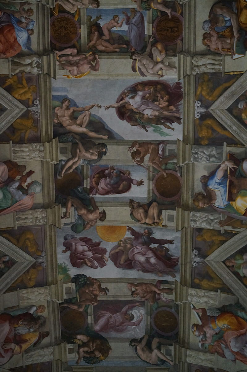 Sistine Chapel, angelo, art, italy, michael, risky, rome, vatican, warriors, HD mobile wallpaper