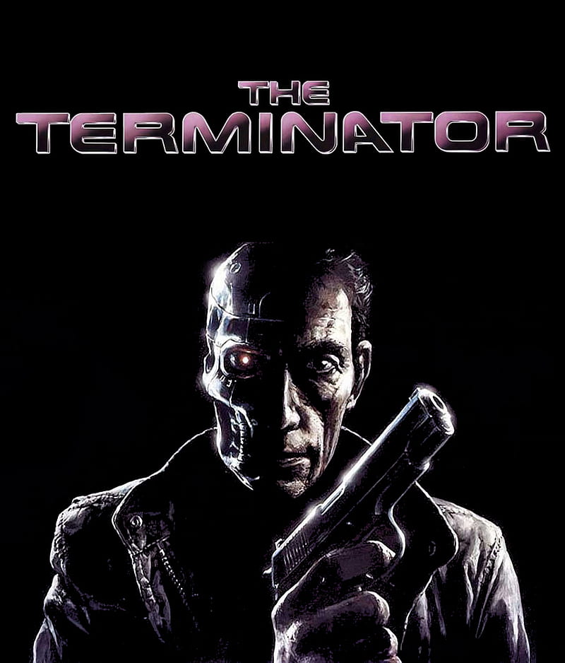 Terminator, Film posters, black background, gun, pistol, artwork, HD phone  wallpaper | Peakpx