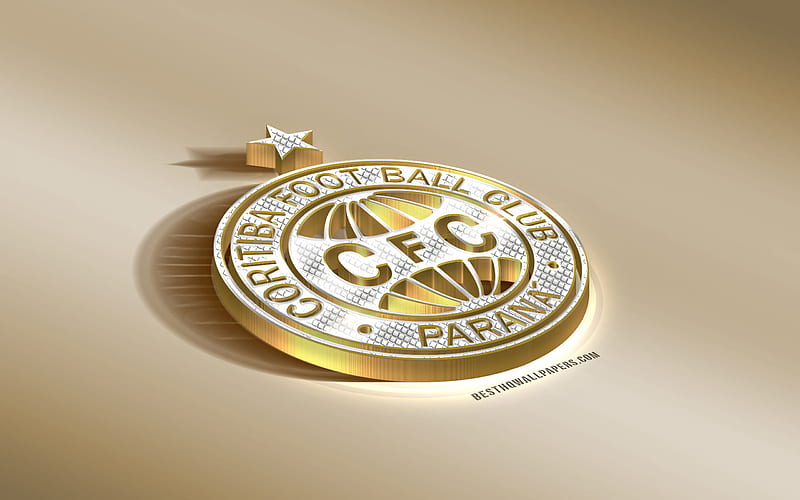 Coritiba FC, Brazilian Football Club, Golden Silver logo, Curitiba, Brazil, Serie B, 3d golden emblem, creative 3d art, football, HD wallpaper