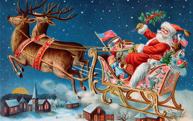 Ho Ho Ho - Santa Claus, colorful, christmas, wish, december, eam, bonito, santa claus, winter, splendor, magical, color, season, wishes, HD wallpaper