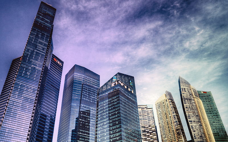 MBFC, Marina Bay Financial Centre skyscrapers, modern buildings, Singapore, Asia, HD wallpaper