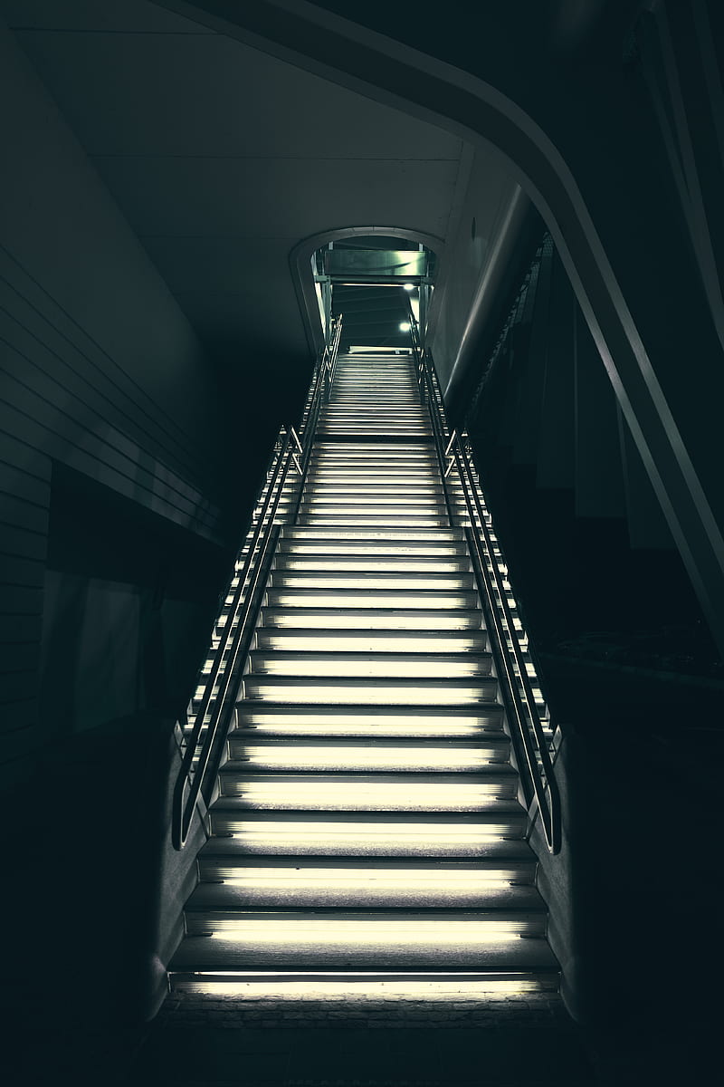 low angle view of gray stairs, HD phone wallpaper
