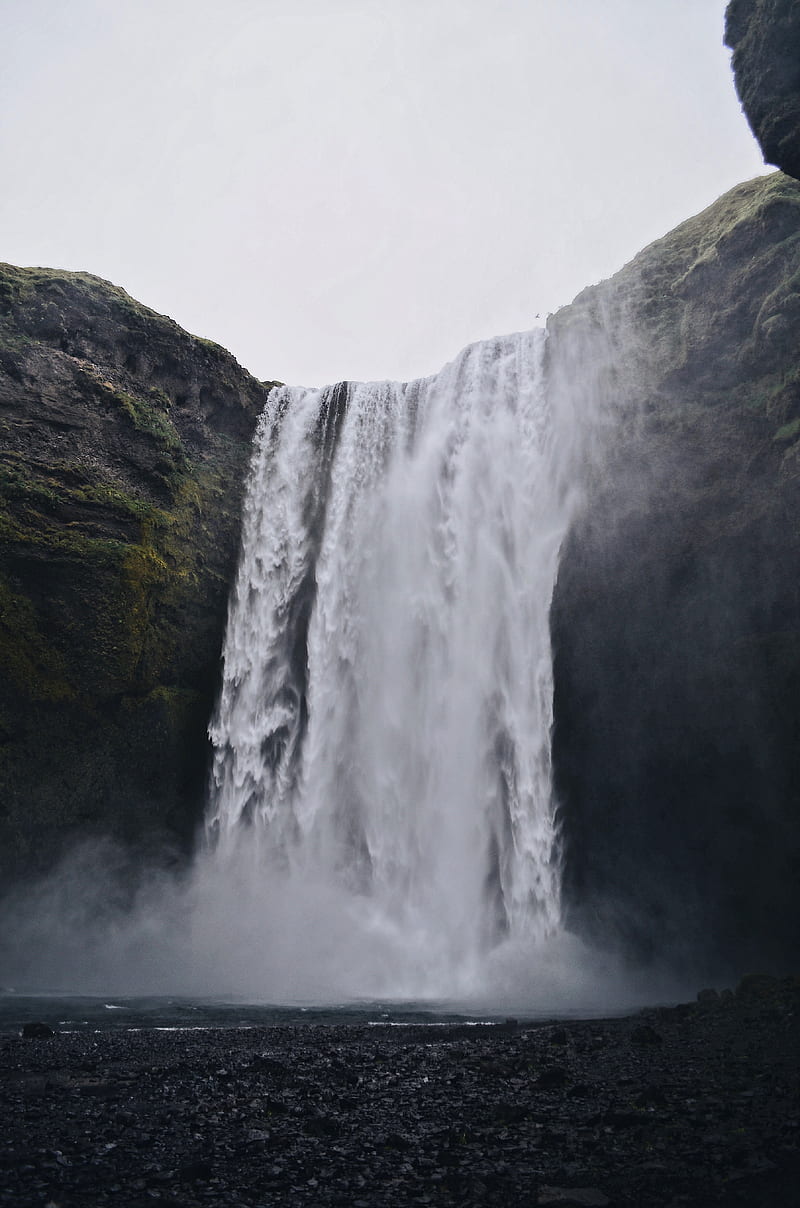 waterfall, cliff, water, spray, river, HD phone wallpaper