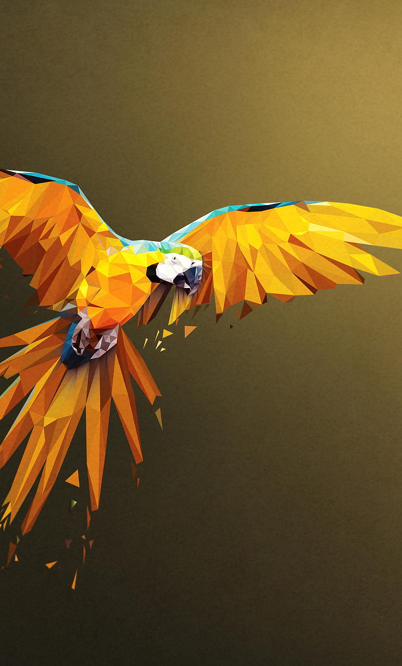 Macaw, flight, low poly, art , , iPhone 6 Plus, HD phone wallpaper