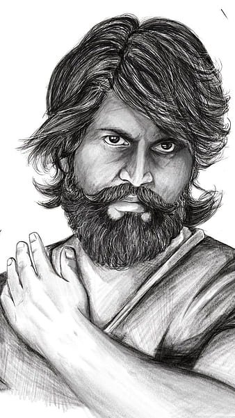 Rocking star Yash Drawing, KGF Chapter 2, Outline Tutorial - YouTube