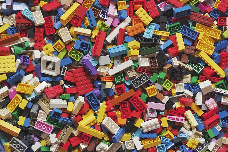 yellow red blue and green lego blocks, HD wallpaper