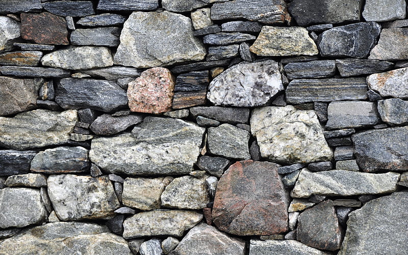 stone wall, gray stones, texture of stones, gray background, HD wallpaper