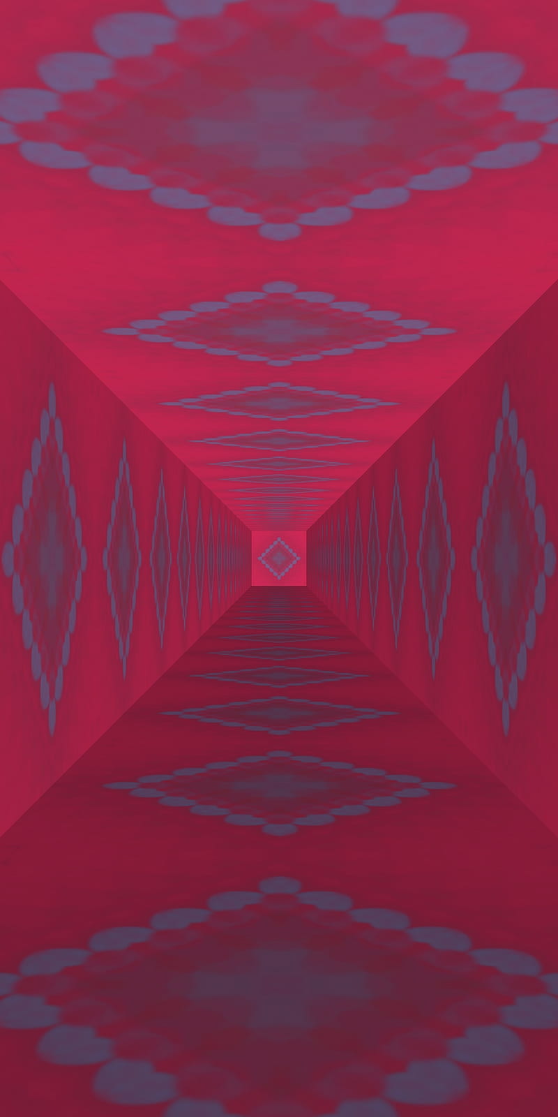 Square Tunnel 67, dark pink, diamonds, gray, gris, light blue, perspective, HD phone wallpaper