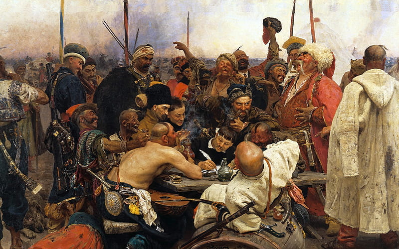 realism, cossacks, 1880, 1891, ilya repin, historical painting, oil paint, HD wallpaper