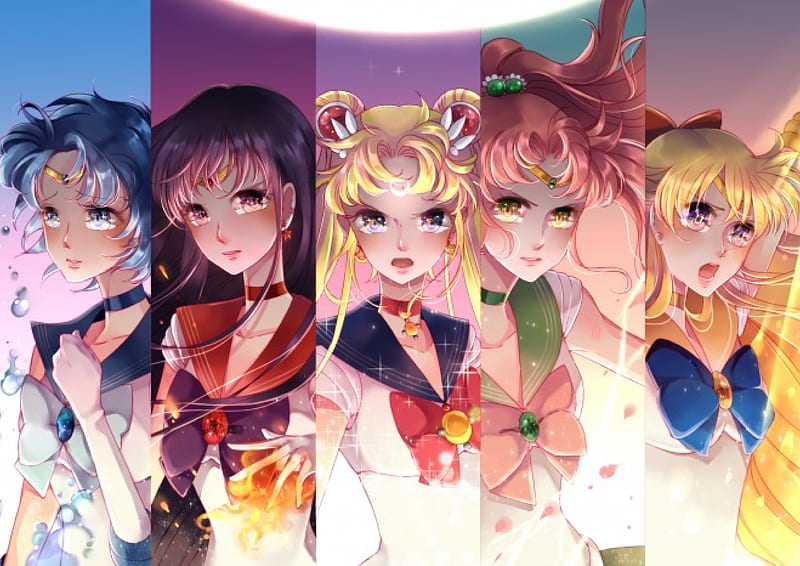 Inner Senshi, sailor venus, sailor mars, sailor moon, sailor mercury, sailor jupiter, HD wallpaper