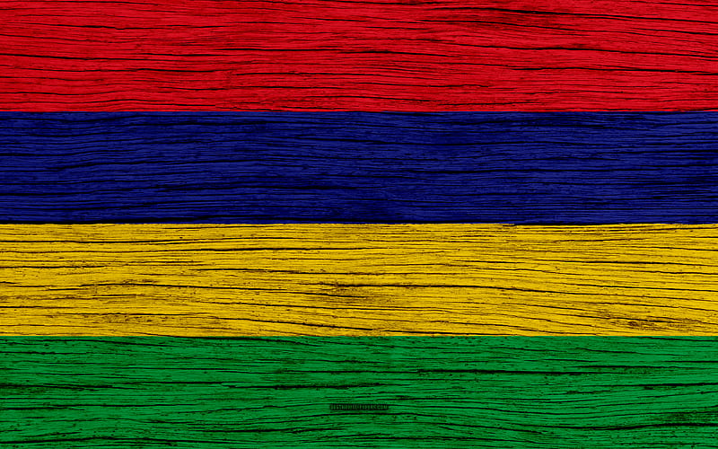 Flag of Mauritius Africa, wooden texture, national symbols, Mauritius flag, art, Mauritius, HD wallpaper