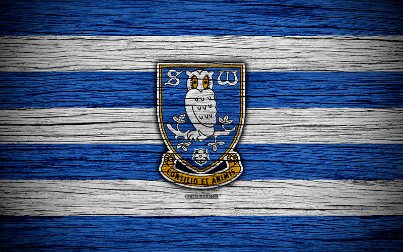 Sheffield Wednesday FC EFL Championship, soccer, football club, England, Sheffield Wednesday, logo, wooden texture, FC Sheffield Wednesday, HD wallpaper