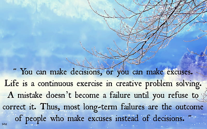 Decisions, Words, Thoughts, Blue, Nature, Winter, Quotes, HD wallpaper