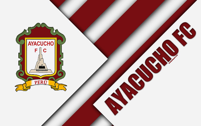 Ayacucho FC logo, white burgundy abstraction, Peruvian football club, material design, Peruvian Primera Division, Ayacucho, Peru, football, HD wallpaper