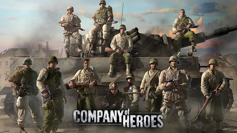 Company of Heroes, games, fantasy, heroes, ww2, tanks, Company, soldiers, HD wallpaper