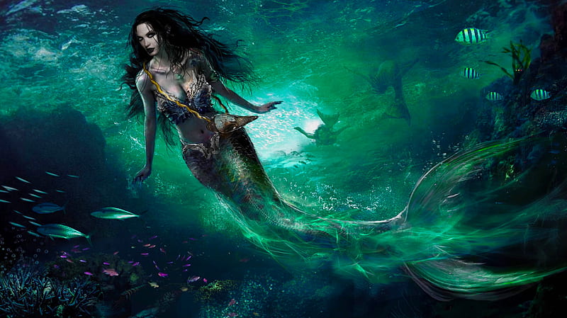 Siren's Call, pretty, art, fantasy, girl, mermaid, digital, siren, woman, bonito, HD wallpaper
