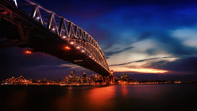 City Lights Sydney Harbour Bridge , sydney, australia, bridge, world, HD wallpaper