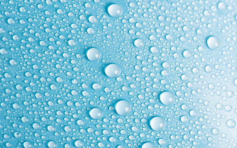 water drops texture, macro, bokeh, drops on glass, blue backgrounds, water drops, water backgrounds, drops texture, water, drops on blue background, HD wallpaper