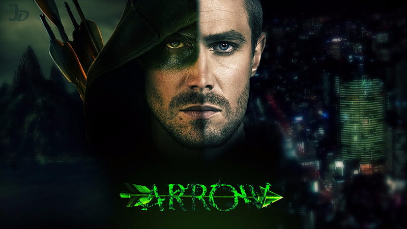 Arrow, oliver quinn, poster, fantasy, tv series, man, Stephen Amell, face, actor, green arrow, HD wallpaper