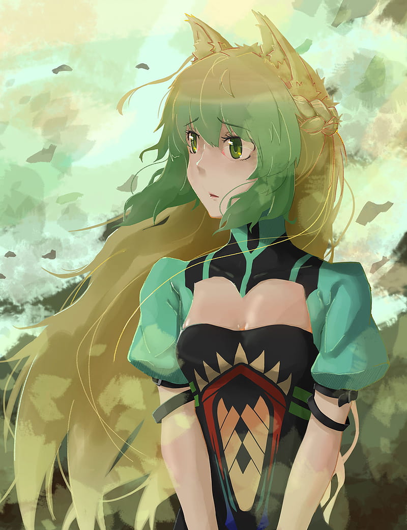 Fate Series Fateapocrypha Anime Girls Small Boobs Green Dress Black Dress Hd Phone 