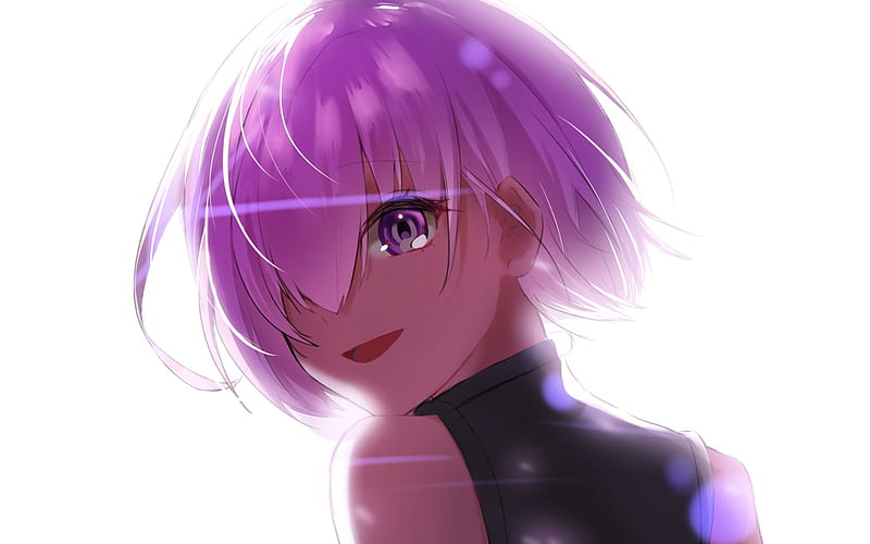 Mashu Kyrielight, portrait, Shielder, Fate Grand Order, girl with purple hair, manga, Fate Series, TYPE-MOON, HD wallpaper