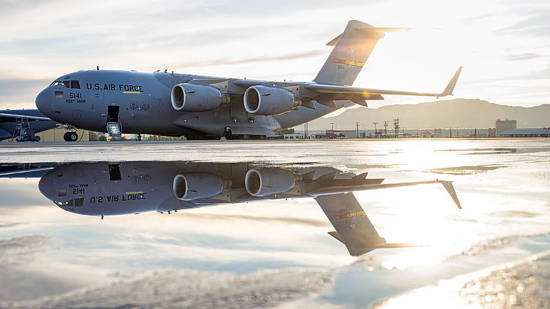 Military Transport Aircraft, Boeing C-17 Globemaster III, Transport Aircraft , Warplane , Reflection, HD wallpaper