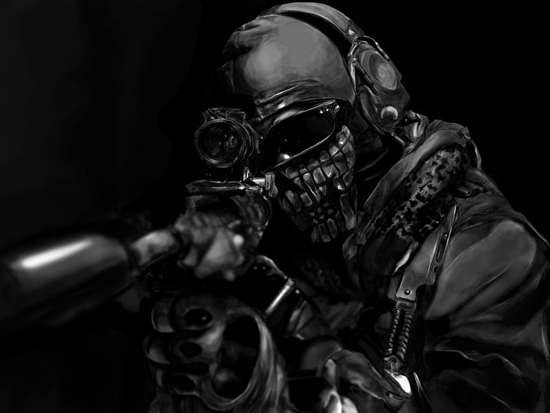 COD Ghosts, black, call of duty, game, gun, mask, ps3, ps4, xbox, HD wallpaper