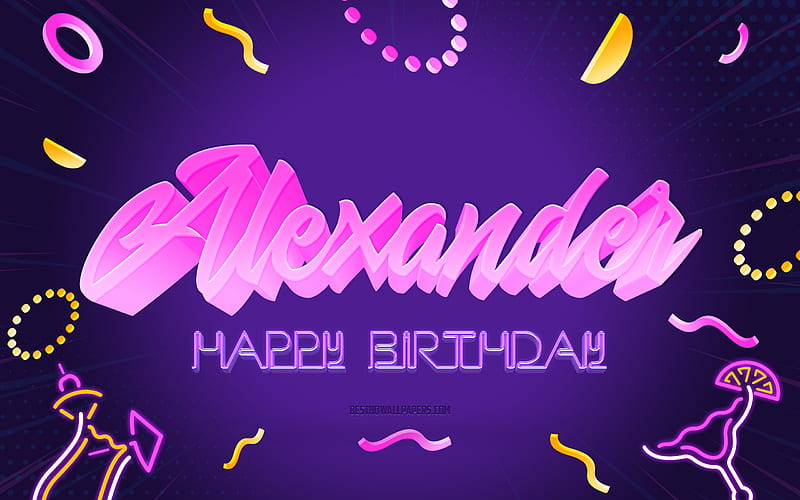 Happy Birtay Alexander Purple Party Background, Alexander, creative art, Happy Alexander birtay, Alexander name, Alexander Birtay, Birtay Party Background, HD wallpaper