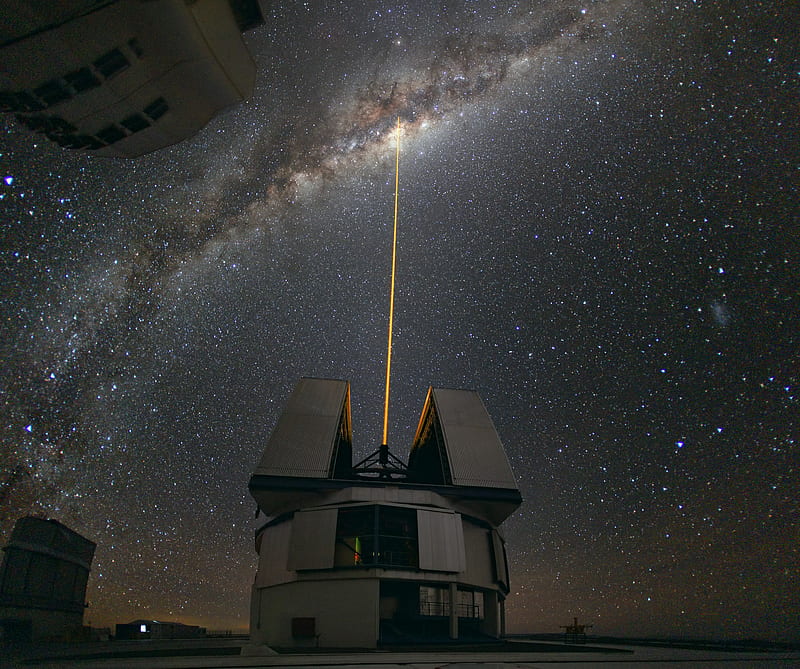 Laser Star Blast, astronomy, laser, milky way, observatory, space, stars, HD wallpaper