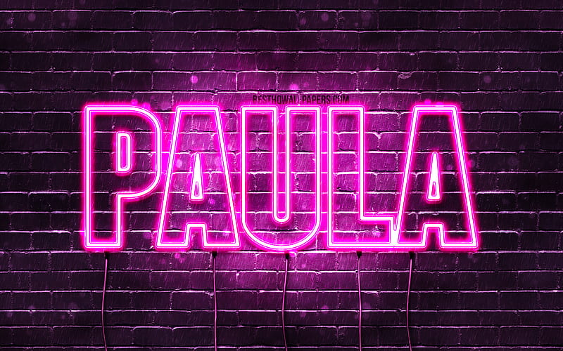 Paula with names, female names, Paula name, purple neon lights, Happy Birtay Paula, with Paula name, HD wallpaper