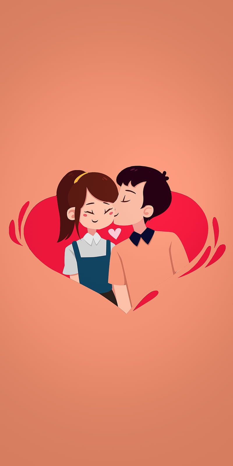 Cute Cartoon Kissing Couple iPhone 8 Wallpapers Free Download